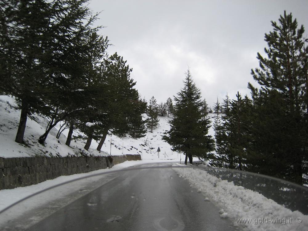 IMG_0024.JPG - Madonie, salita verso Portella Colla (m 1.428): neve sulla strada