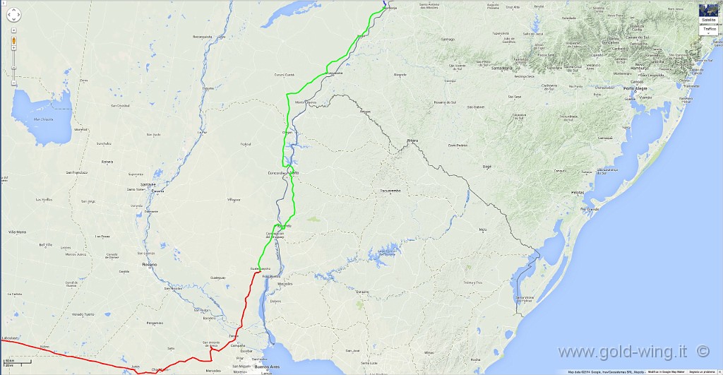 131126.jpg - 26.11. Guayaleguaychu (Arg.) (7.25) - (Urug.: h-3) - Santo Tomè (Arg.) (19.11). Km 686, viaggio h 11.46, guida h 7.07